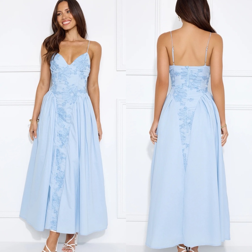 Angel Biba Sky Blue Floral Maxi Dress